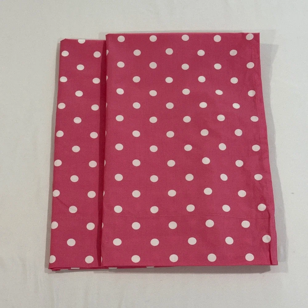 PBteen Pink Polka Dot Pillowcase Standard 100% Cotton Made in USA Vintage 2006